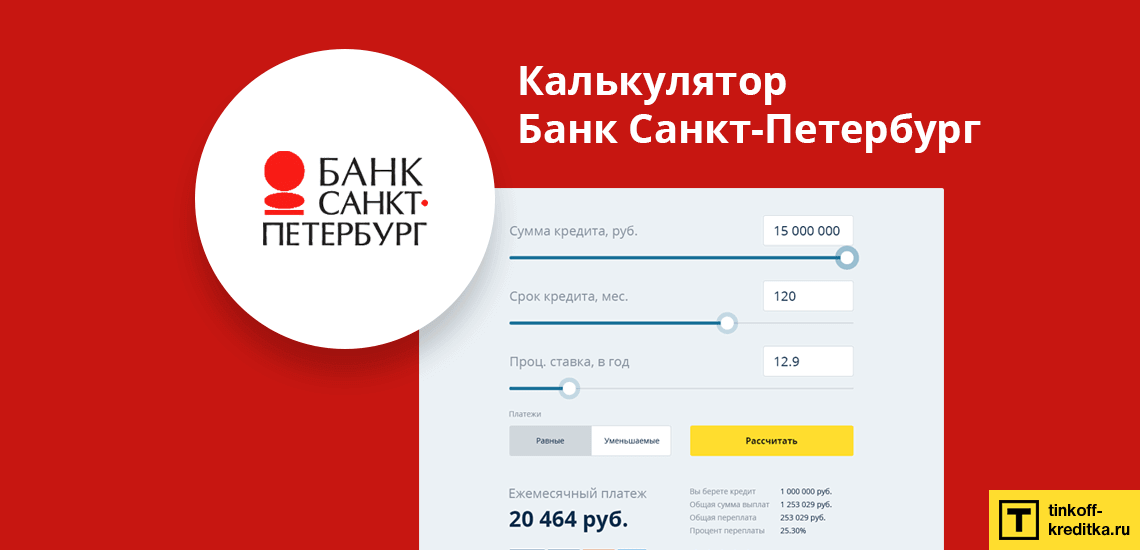 Кредитный калькулятор от Банка Санкт-Петербург онлайн