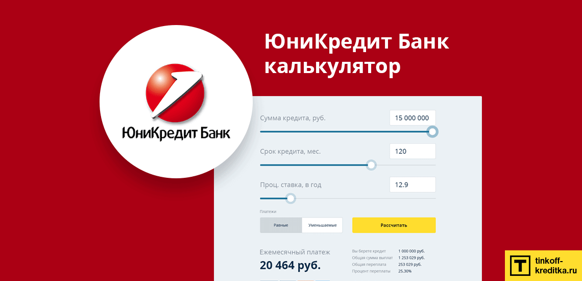 Кредитный калькулятор от ЮниКредит Банка онлайн