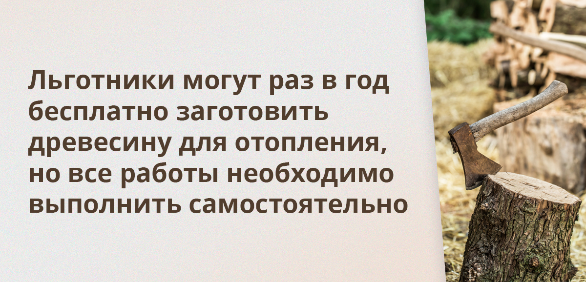 Льготники могут раз в год бесплатно заготовить древесину для отопления, но все работы необходимо выполнить самостоятельно