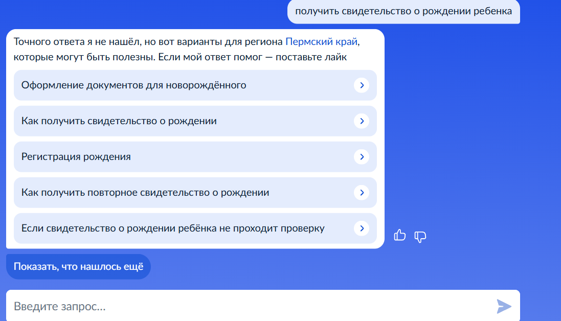 Поиск на Госуслугах