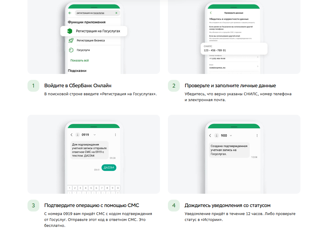 Регистрация на Госуслугах через Сбербанк