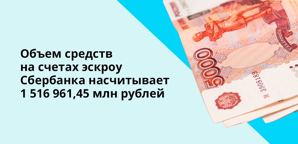 Объем средств на счетах эскроу Сбербанка насчитывает 1 516 961,45 млн рублей