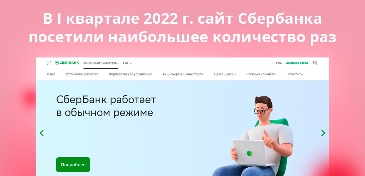 В I квартале 2022 г. сайт Сбербанка посетили наибольшее количество раз