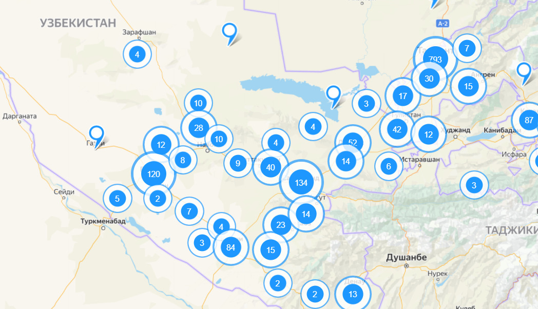 Узбекистан на карте.