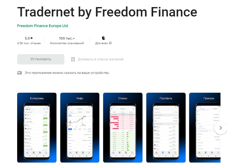 Мобильное приложение Трейдернет от Фридом Финанс