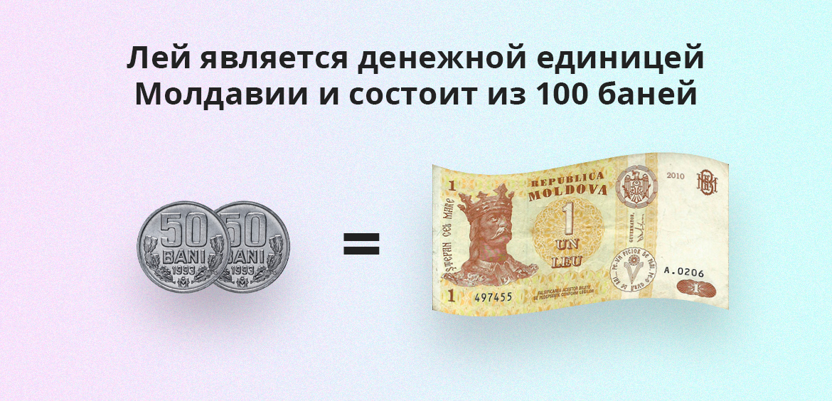 Лей является денежной единицей Молдавии и состоит из 100 баней