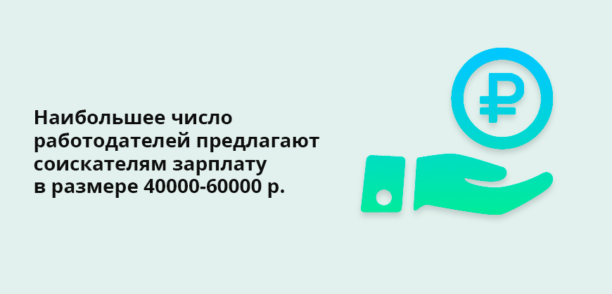 Наибольшее число работодателей предлагают соискателям зарплату в размере 40000-60000 рублей