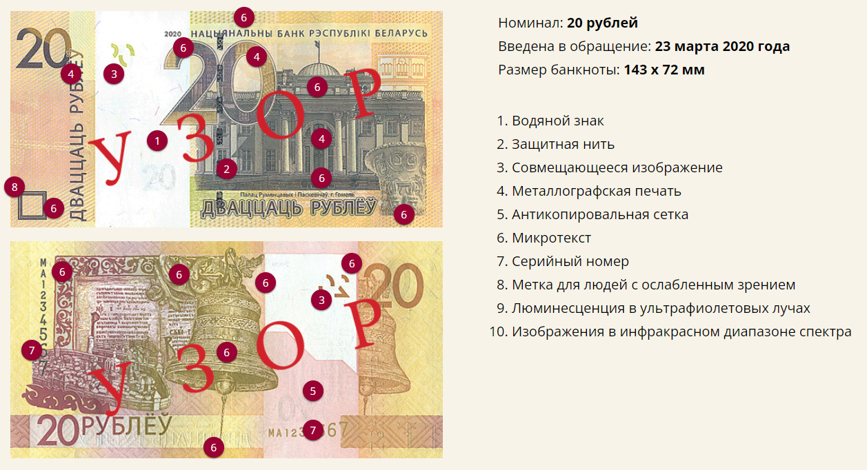 20 белорусских рублей
