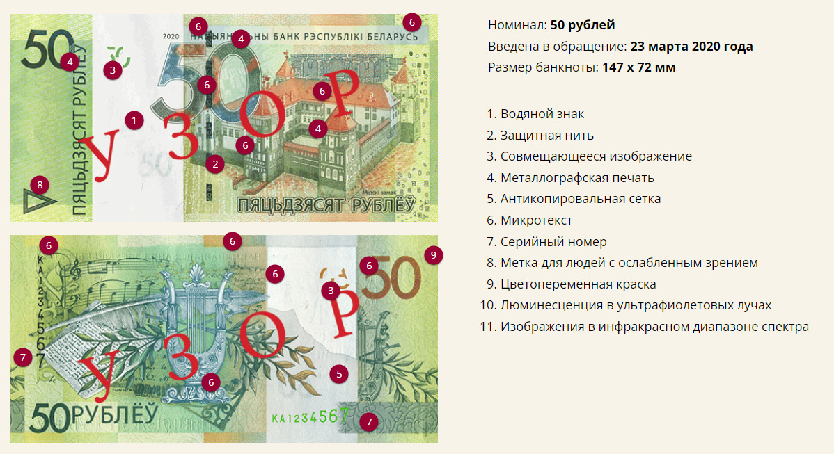  50 белорусских рублей
