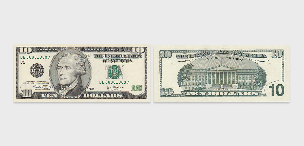 10 долларов старого образца