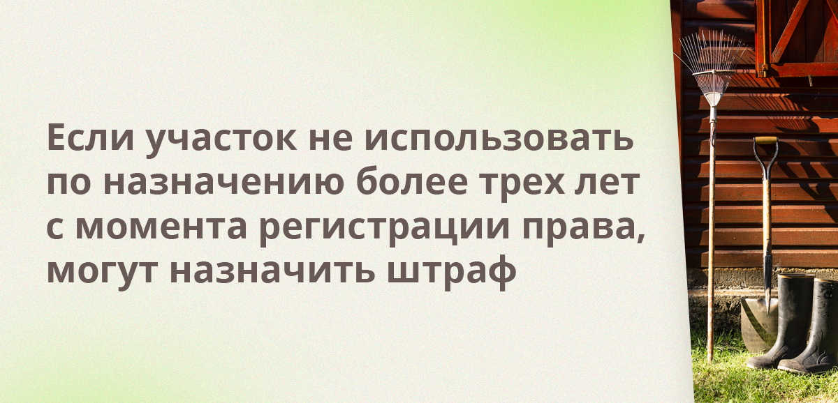 Если участок не использовать по назначению более трех лет с момента регистрации права, могут назначить штраф