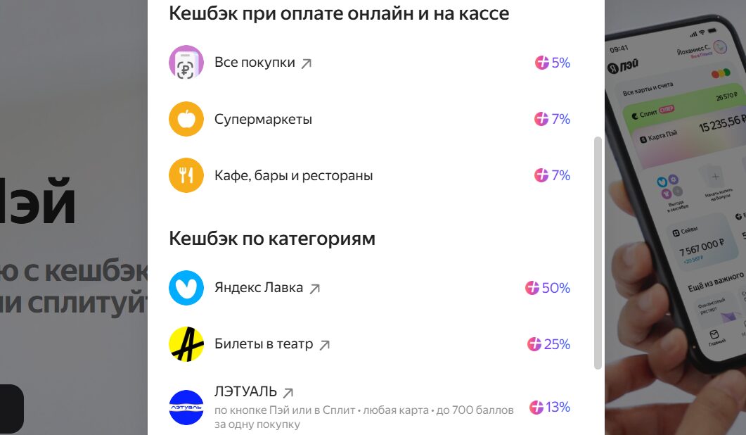 Кешбэк Яндекс Плюс