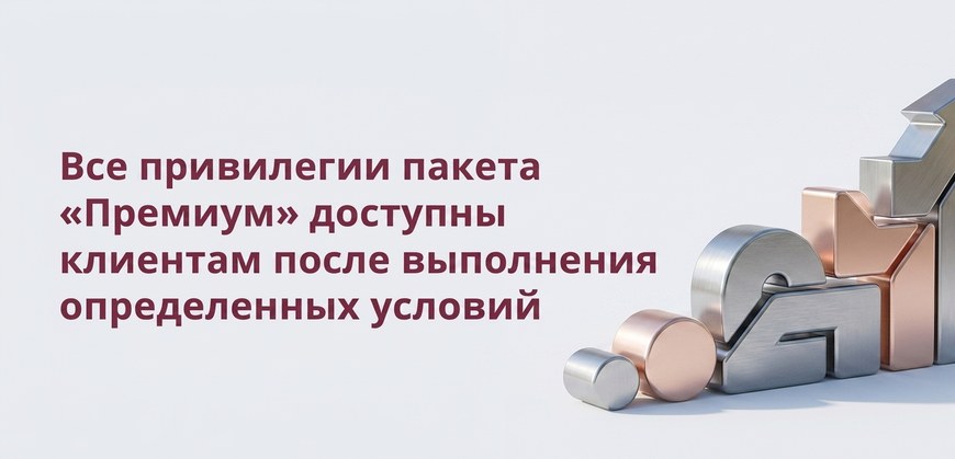 Все привилегии пакета Премиум доступны клиентам после выполнения определенных условий