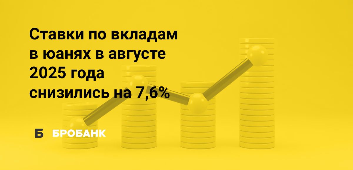 Ставки по вкладам в юанях в августе 2025 года продолжают снижаться | Бробанк.ру