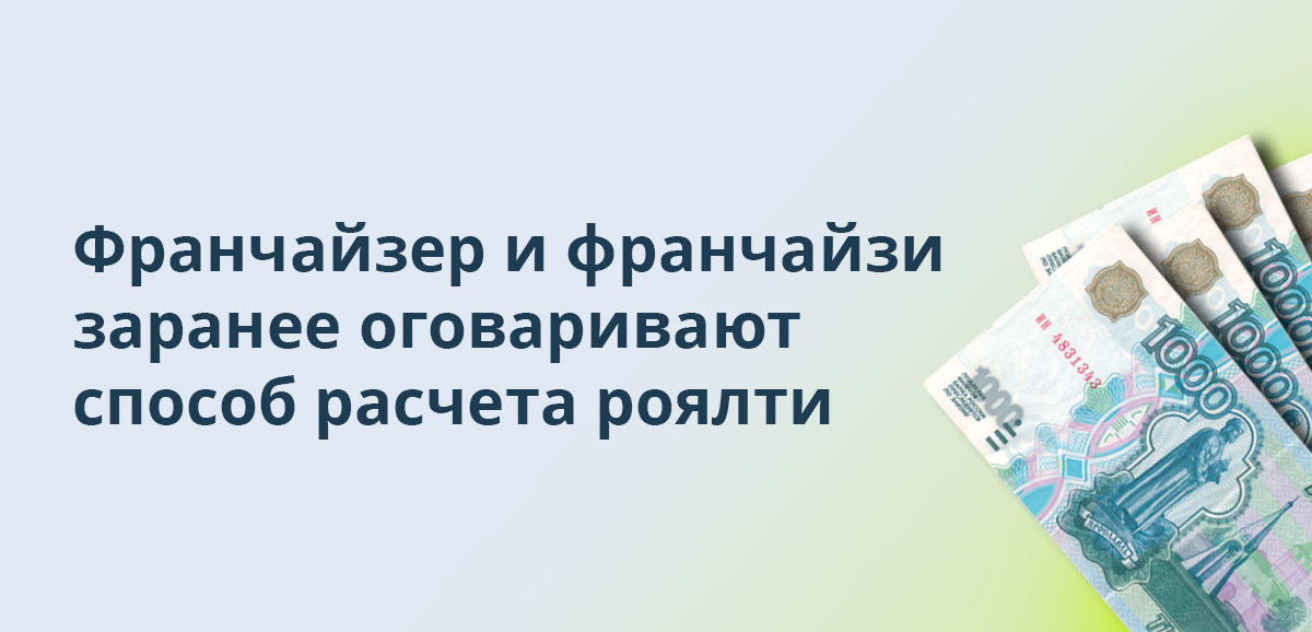 Франчайзер и франчайзи заранее оговаривают способ расчета роялти