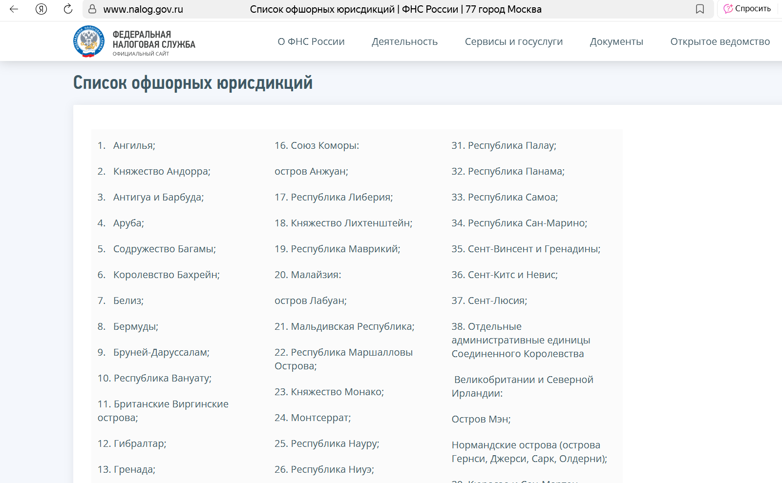 Офшорные зоны