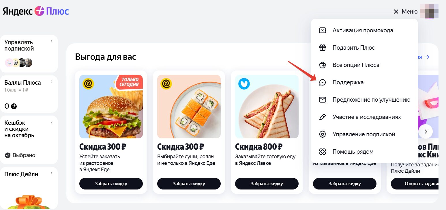 Техподдержка Яндекс Плюс