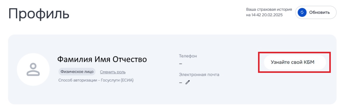 Узнать свой КБМ на сайте НСИС.