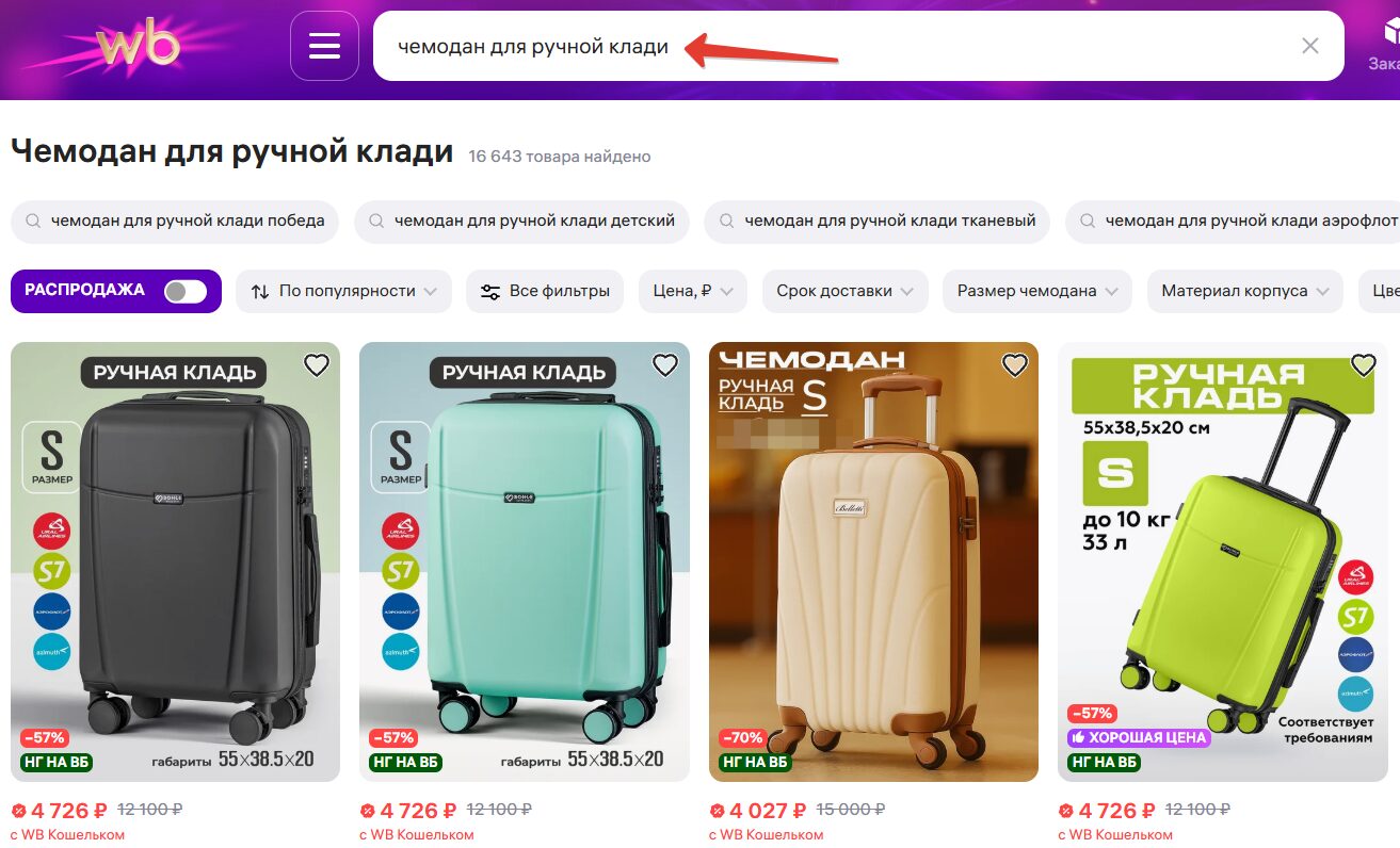 Чемодан для ручной клади