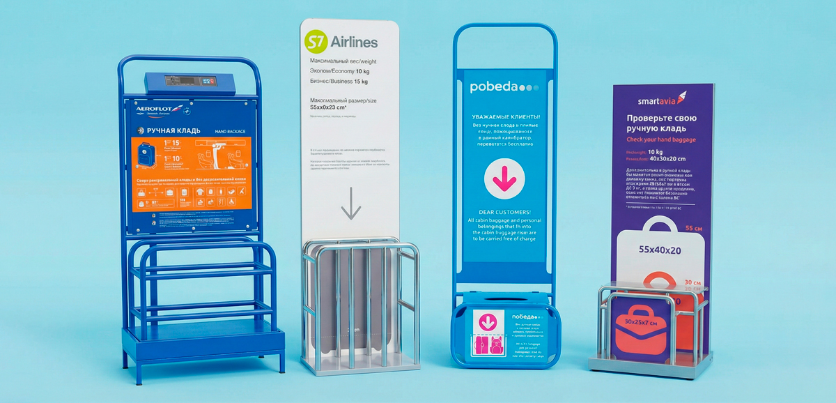 Калибраторы разных авиакомпаний в аэропорту