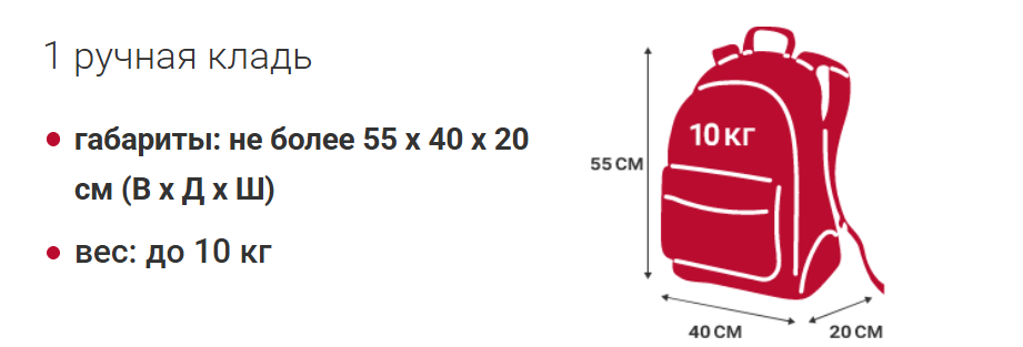 Ручная кладь Уральские Авиалинии
