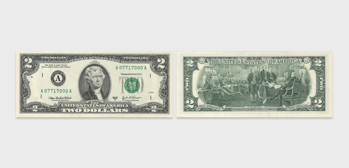 Купюра 2 доллара США