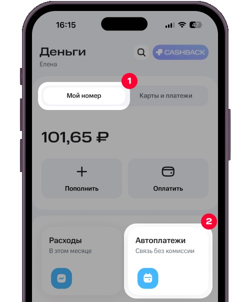 Автоплатеж в приложении