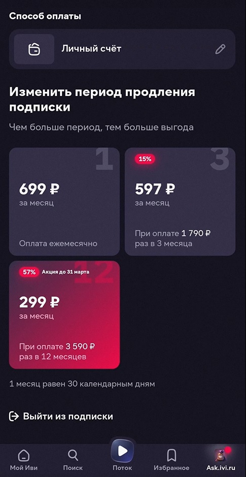 Выйти из подписки на телефоне.