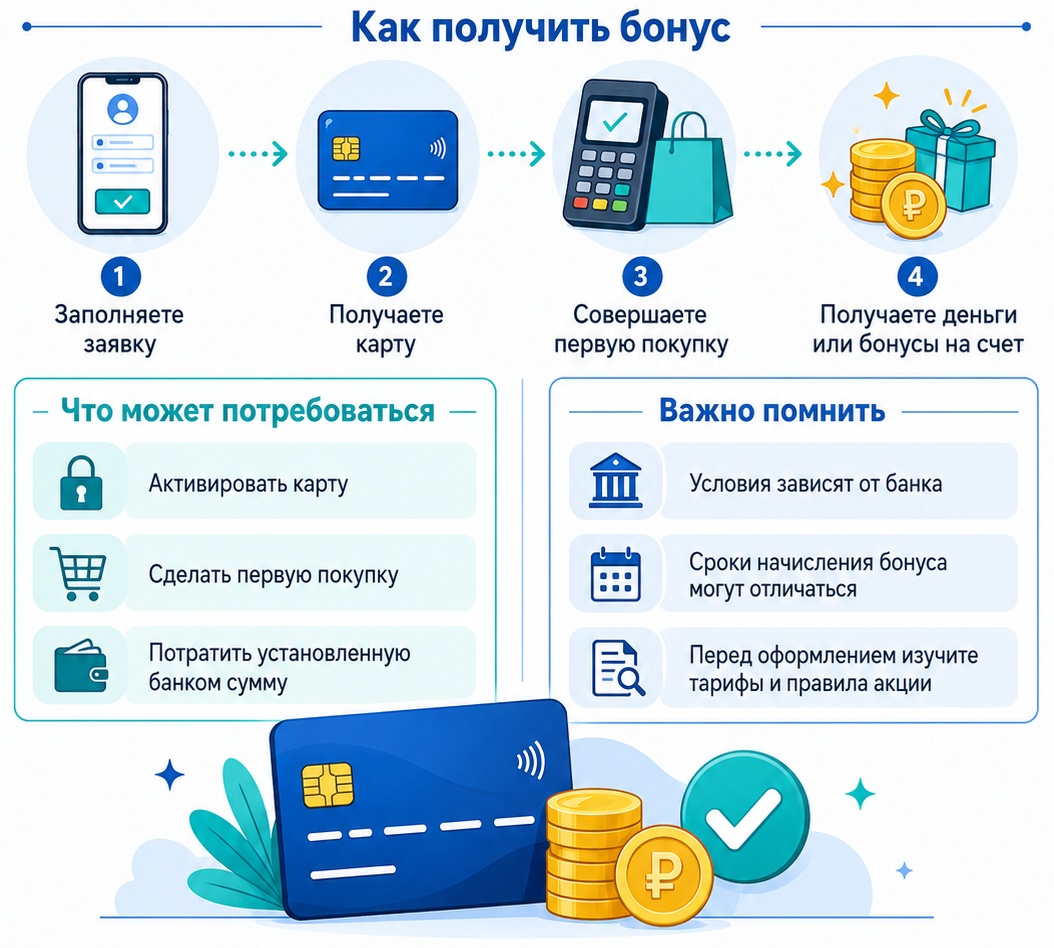 Как получить бонус за оформление дебетовой карты