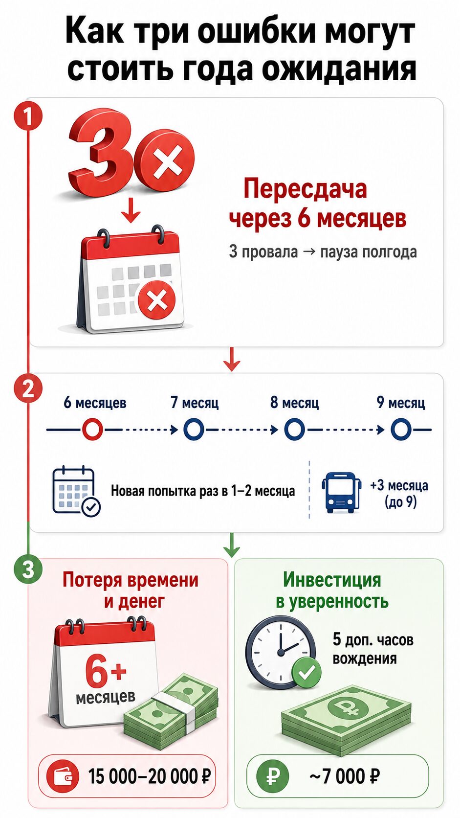 Как пересдачи при получении водительских прав влияют на итоговый срок получения удостоверения