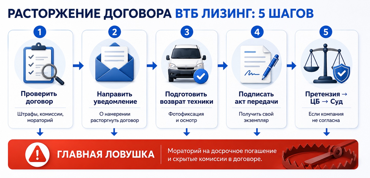 Расторжение договора с ВТБ Лизинг