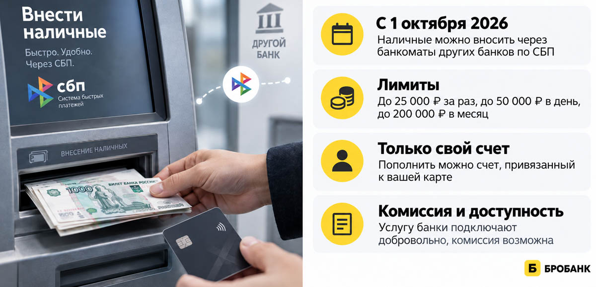 Внесение наличных через СБП с 1 октября 2026 года